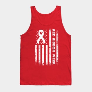 Red Ribbon Week Shirt American Flag Vintage Distressed Tank Top